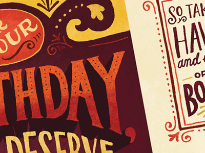 Birthday card. birthday card gold lettering purple typography