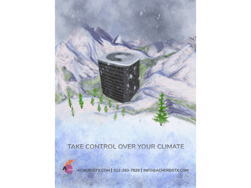 Take control over your climate ad design advertisement advertising advertising flyer branding cold concept cool design digital display ad fantasty graphic design hvac illustration mountain mountain valley photoshop procreate temperature