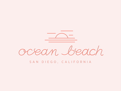 Ocean Beach Logo design graphic design hand lettered font logo logomark monoline monoline script script typography