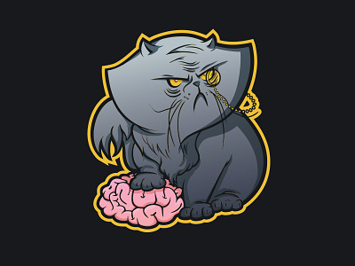 Cat1 brain cat logo mascot
