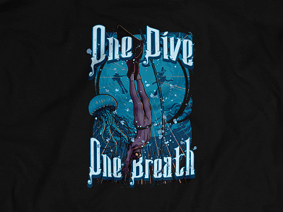 One Dive design diving free diving monofin no tank ocean print scuba sea shirt tee water