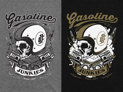 Gasoline Junkies carreras cars eleven engine gasoline illustration junkies motorbikes motorsport pistons shirtdesign speed