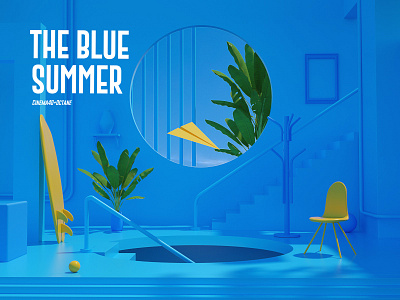 The Blue Summer. abstact artist c4d cinema 4d cinema4d design digital gredient illustration logo morocco summer typography ui design uiux