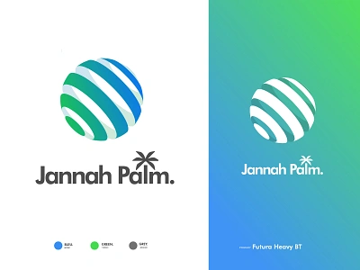 Jannah Palm-Logo Concept app art bleu gredient green icon illustration logo logodesign logos logotype palm palmtree product tree ui ux