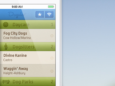 Dogular - Favorites section app apple branding iphone psd ui