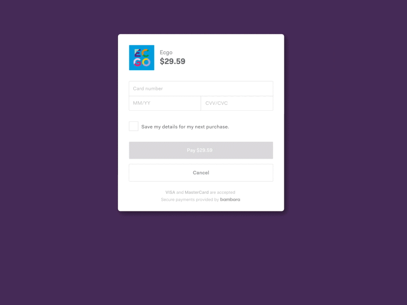 First Time Purchase bambora checkout design payments product responsive ui ux