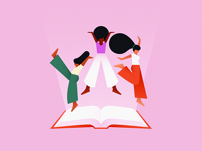 Redirecting the stories of minority women into the spotlight activism book culture diversity empower ethnicity female feminism girl illustration jumping minimal minority power race vector woman women empowerment women of color womens day