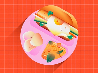 Bánh mì 2d asian food banh mi bread cooking cucumber design egg flat food grid illustration minimal papaya salad salad shrimp chips vector vegetables vietnamese vietnamese food