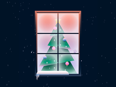 Home for the Holidays animated animation christmas christmas tree flat gif happy holidays holidays home illustration lights minimal motion ornaments snow star tree vector window winter