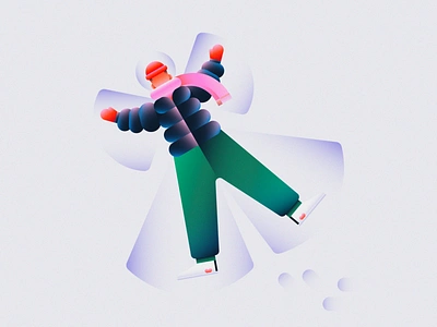 Snow Angel 2d beanie boy coat design flat footprint gradient illustration minimal mittens puffer jacket scarf sneakers snow snow angel snowflake sweatpants vector winter