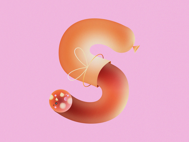 S is for Salami • 36 Days of Type 2d 36 days of type 36daysoftype 36daysoftype08 alphabet charcuterie deli meat design flat food gradient illustration letter s lettering meat minimal salami sausage typography vector