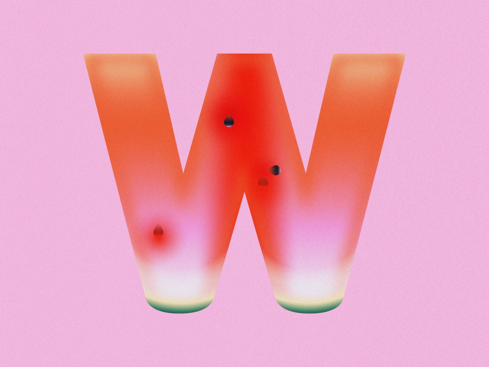W is for Watermelon • 36 Days of Type 2d 36 days of type 36daysoftype 36daysoftype08 alphabet design flat food fruit gradient grain illustration letter w minimal seeds typography vector watermelon