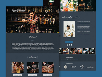 Robert Freeman Bartender Site single page design ui web design