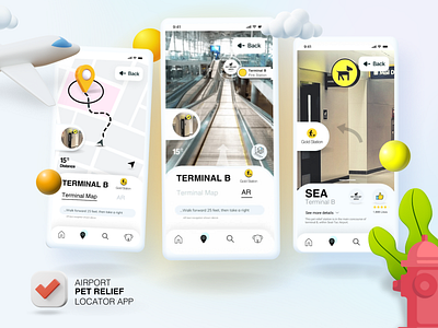 📱✈️🐶 Mobile Travel App - Airport Pet Relief Locator with AR/AI