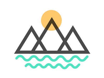 Mountains and Rivers abstract brand branding gray logo mountains rivers sun turquoise yellow