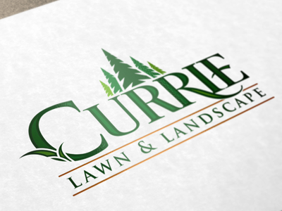 Currie Lawn And Landscape company grass landscape landscaping lawn logo trees
