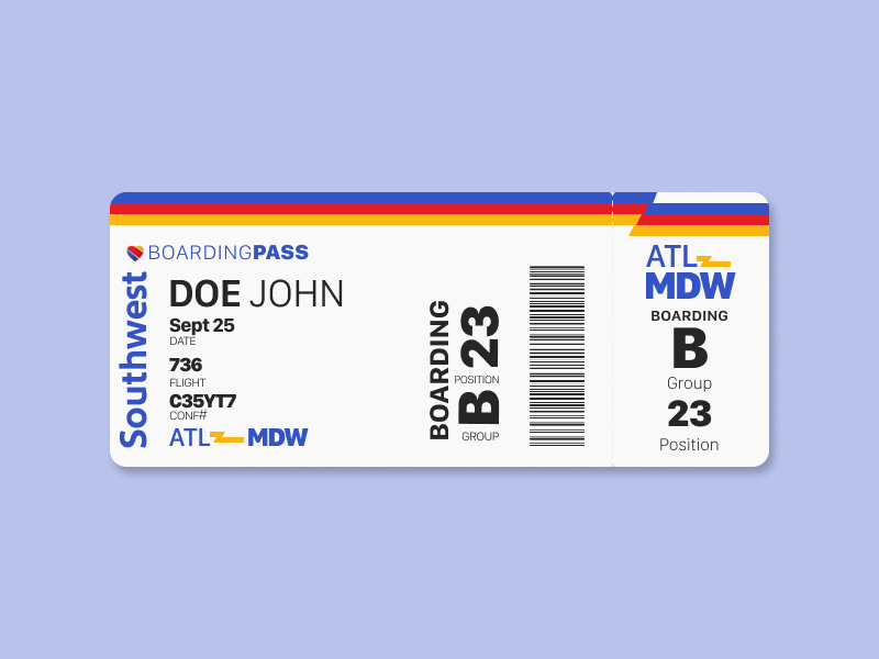southwest airlines boarding pass numbers