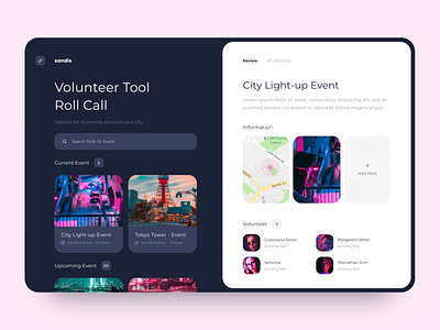 UI Exploration Volunteer Tool app dark dashboard design digital event flat inspiration manager app minimal person salesforce ui ux volunteer web web design website