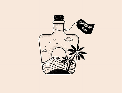 caribbean alcohol bar beach caribbean design icon illustration logo palm tree sand vector vintage