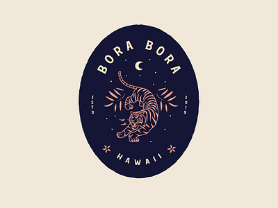 bora bora art badge logo beach bora bora design hawaii hawaiian icon illustration logo palm leaves tiger vector vintage