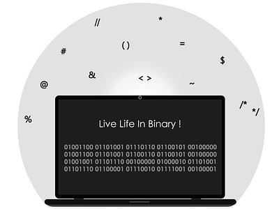 Live Life In Binary binary code computer dark design illustration laptop nepal pc typography vector