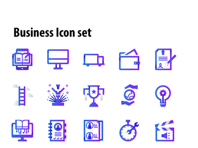 Business icon set color design gradient color icon illustration logo vector