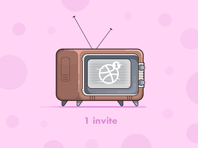 1 dribbble invite dribbble dribbble invite dribbble player fallout illustration invitation invite invites giveaway old one television television set tv vector