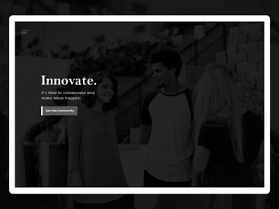 Innovative Community black and white creative creative design header design interface minimalism minmal ui ui ux web website concept