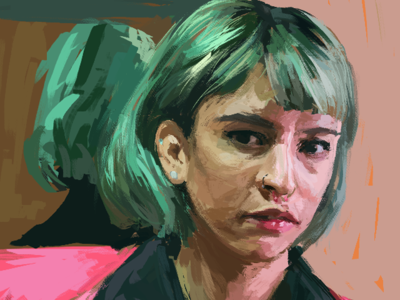 Girl With Green Hair digital painting illustration