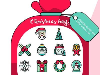 Christmas gift bag. design icon illustration vector