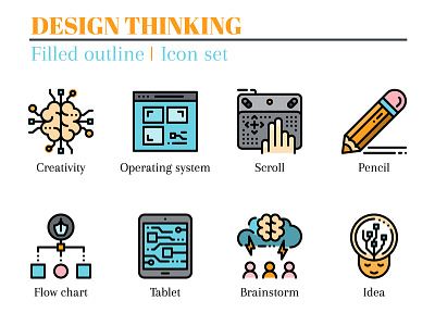 Design thinking icon set. design icon illustration vector