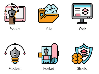 Design thinking icon set.