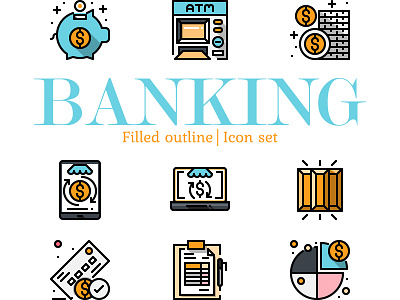 Banking icon set. design icon illustration vector