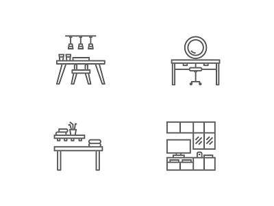 Furniture and Interior design furniture graphic household icon illustrator interior line vector vinzence studio