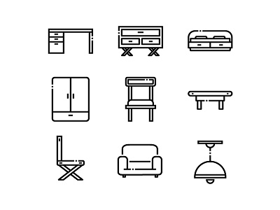 Furniture Icon decoration design drawing furniture graphic home house icon illustrator interior living vector vinzence studio