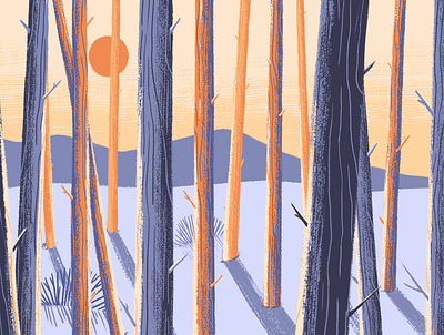 Winter in the woods forest hiking illustration nature orange photoshop purple snow winter woods