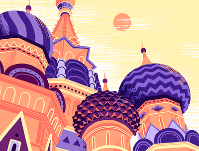 Moscow design illustrat illustration kremlin orange procreate purple russia saint basils cathedral