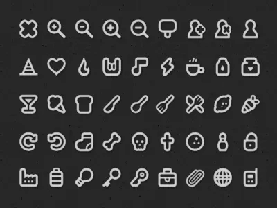 Eyecons : 250 Piece Vector Icon Set arrows attachment bold coffee cute food icon icons illustrative key line mobile set thick vector zoom