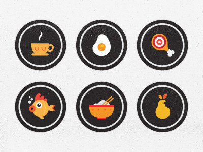 Blindfood App Badges achievement app badges chinese coffee egg fish food fruit icon ios meat