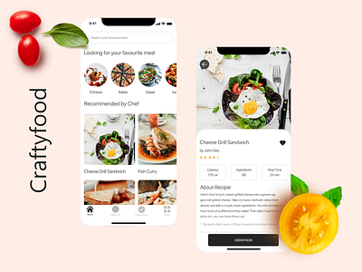 Craftyfood App Design app design food and drink food app food app ui mobile app mobile app design ui design ui kit