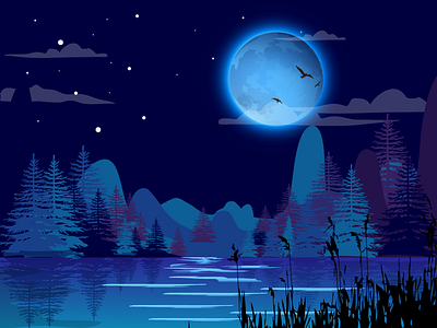 Moonlight Night landscape