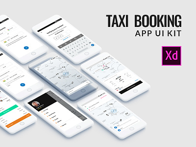 Taxi Booking App UI Kits XD Template adobe xd app ui kit cab booking app ola clone app ui taxi mobile app taxi rental