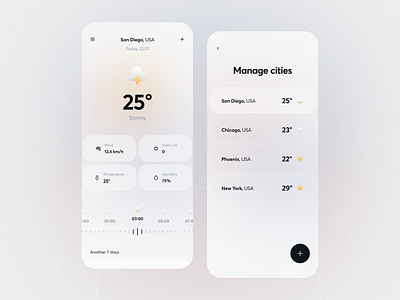 Weather app app application cities clean design designapp interface minimalism mobile mobileapp simple ui uiux ux weather weatherapp