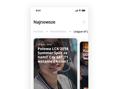 eSports news app app clean design e sport ios mobileapp news teaser ui ux