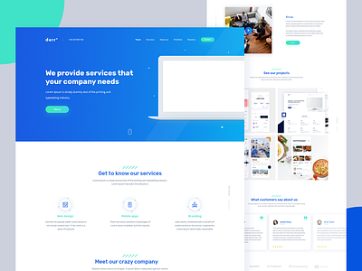 Derro - landing page for a fictitious creative agency