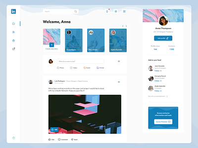 Linkedin Redesign - Concept concept connect dashboard digital facebook instagram job linkedin minimal profile remote social social network twitter ui web