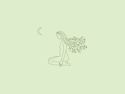 Moon Garden flowers girl hair illustration