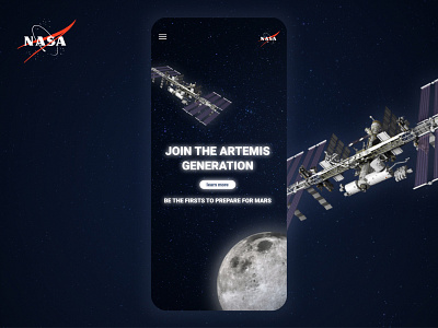 Nasa Artemis Generation Recruitment Concept app artemis branding concept design generation international space station iss mobile moon nasa recruitment release space ui web