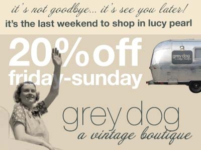 grey dog is movin' on up promotion typography vintage