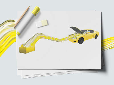 2009. Illustration. Tool box fixing a car. design illustration